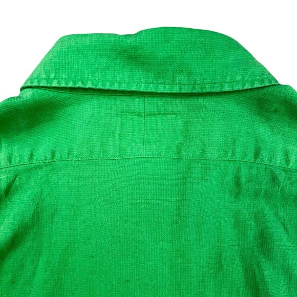 Vintage Polo Ralph Lauren Shirt Men's XL Green Linen Blend Chest Pockets Utility - Picture 5 of 9
